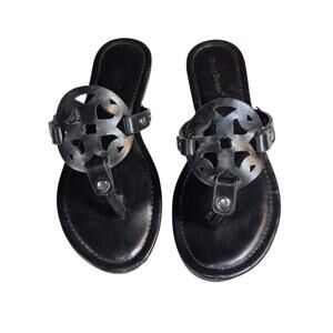 Pierre Dumas Limit-20 Slip-On Thong Sandals Vegan Leather Cut-Out Circle Logo 6